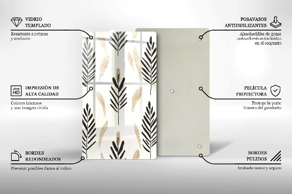 Tagliere in vetro temperato Piante bohémien