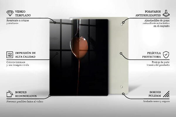 Tagliere in vetro temperato Un cucchiaio di cioccolato