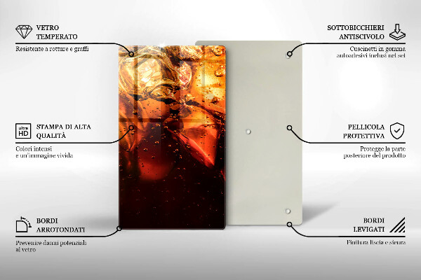 Tagliere in vetro temperato Bevanda alla cola con ghiaccio