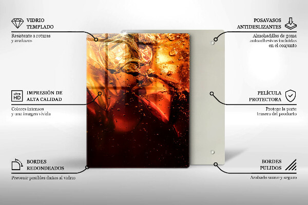 Tagliere in vetro temperato Bevanda alla cola con ghiaccio