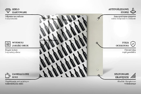 Tagliere in vetro temperato Bottiglie di vino nere