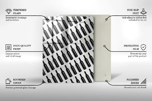 Tagliere in vetro temperato Bottiglie di vino nere