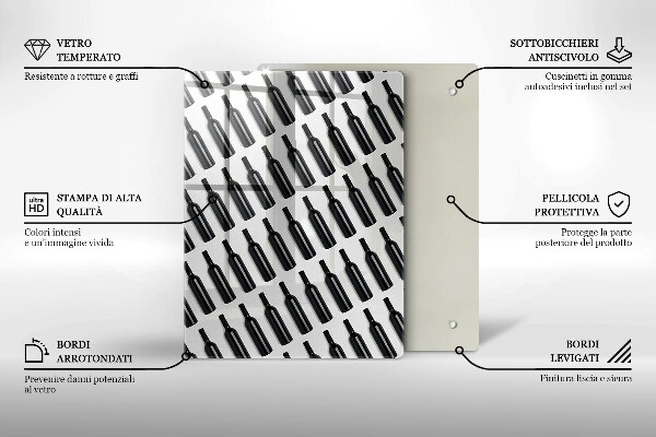 Tagliere in vetro temperato Bottiglie di vino nere