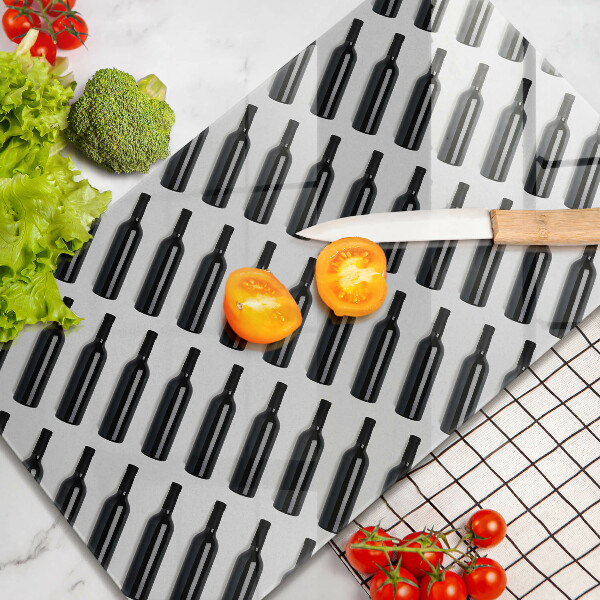 Tagliere in vetro temperato Bottiglie di vino nere