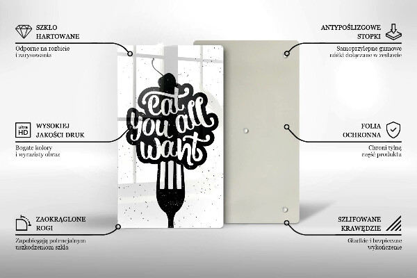 Tagliere in vetro temperato Eat all you want