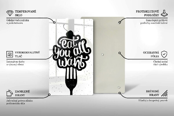 Tagliere in vetro temperato Eat all you want