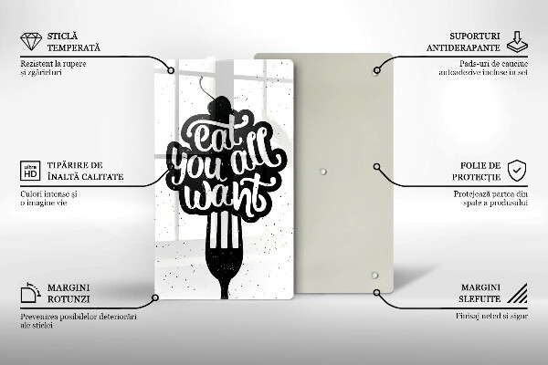 Tagliere in vetro temperato Eat all you want