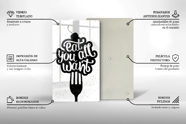 Tagliere in vetro temperato Eat all you want