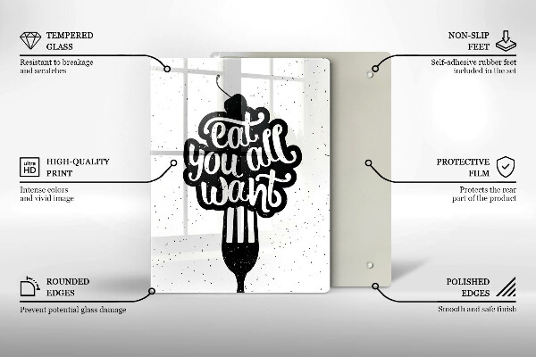 Tagliere in vetro temperato Eat all you want