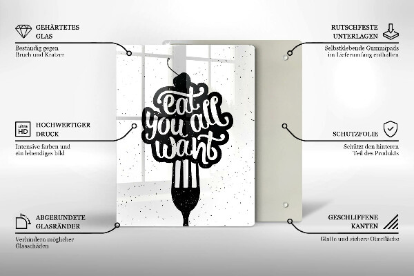 Tagliere in vetro temperato Eat all you want