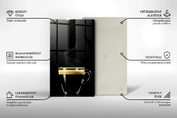 Tagliere in vetro temperato Un bicchiere di caffè nero