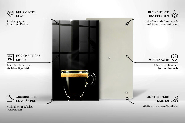 Tagliere in vetro temperato Un bicchiere di caffè nero