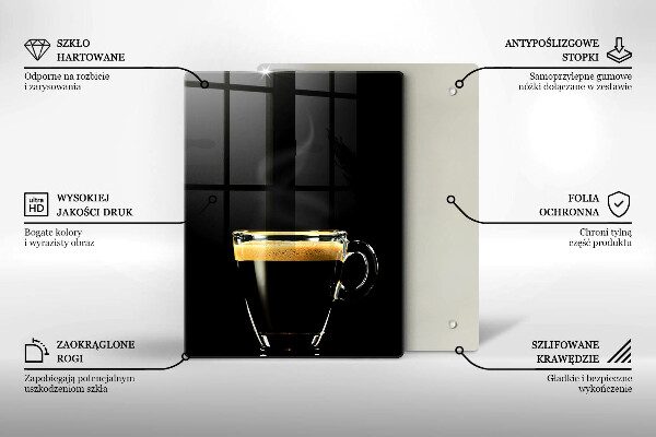 Tagliere in vetro temperato Un bicchiere di caffè nero