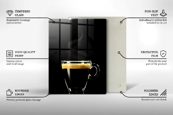 Tagliere in vetro temperato Un bicchiere di caffè nero