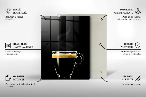 Tagliere in vetro temperato Un bicchiere di caffè nero