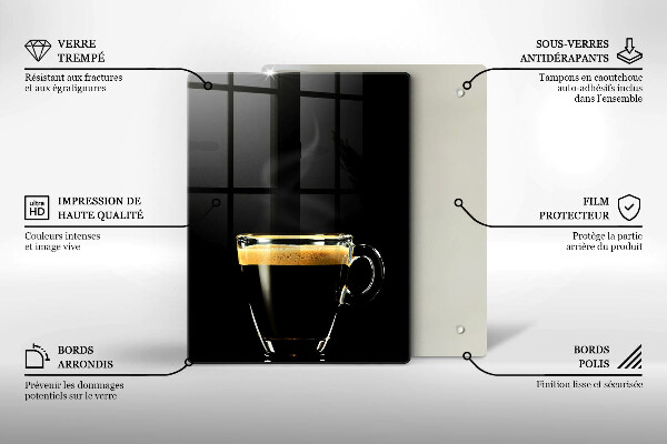 Tagliere in vetro temperato Un bicchiere di caffè nero
