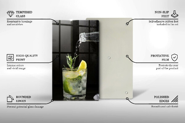 Tagliere in vetro temperato Un bicchiere d'acqua