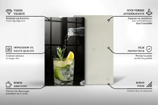 Tagliere in vetro temperato Un bicchiere d'acqua