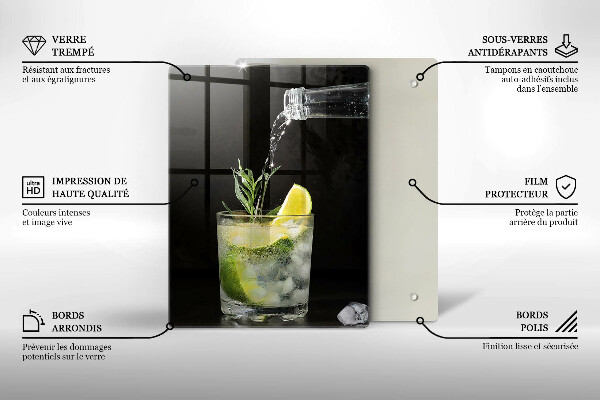 Tagliere in vetro temperato Un bicchiere d'acqua