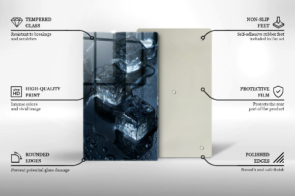 Tagliere in vetro temperato Cubetti di ghiaccio freddi