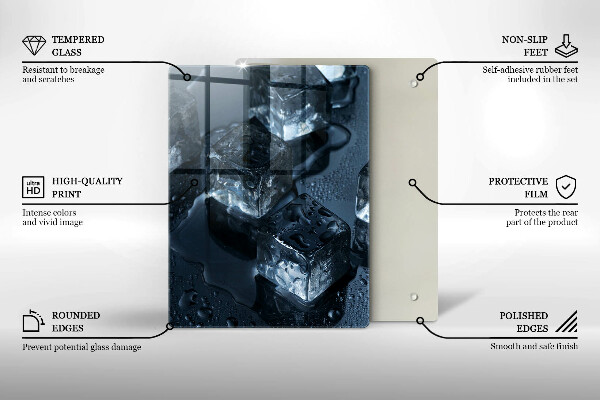 Tagliere in vetro temperato Cubetti di ghiaccio freddi