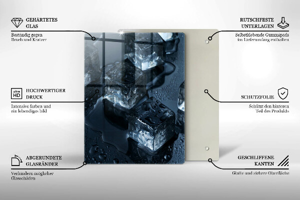 Tagliere in vetro temperato Cubetti di ghiaccio freddi