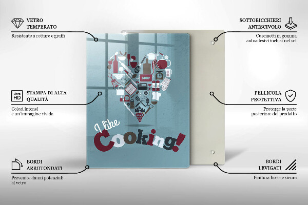Tagliere in vetro temperato I like cooking