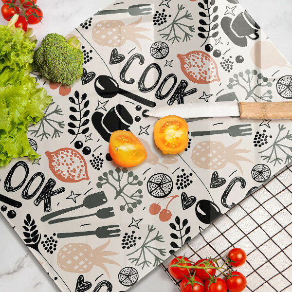 Tagliere in vetro temperato Motivo della cucina dei cartoni animati