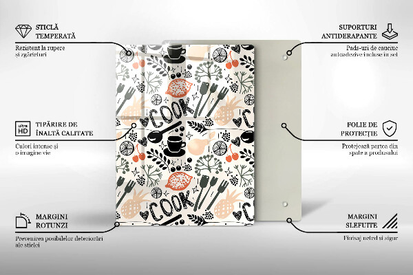 Tagliere in vetro temperato Motivo della cucina dei cartoni animati