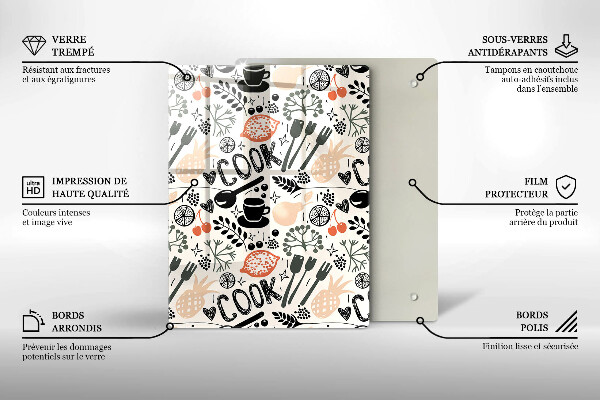 Tagliere in vetro temperato Motivo della cucina dei cartoni animati