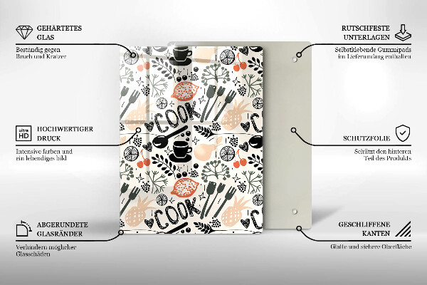 Tagliere in vetro temperato Motivo della cucina dei cartoni animati