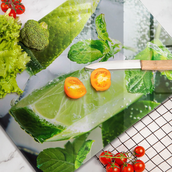 Tagliere in vetro temperato Acqua con lime e ghiaccio