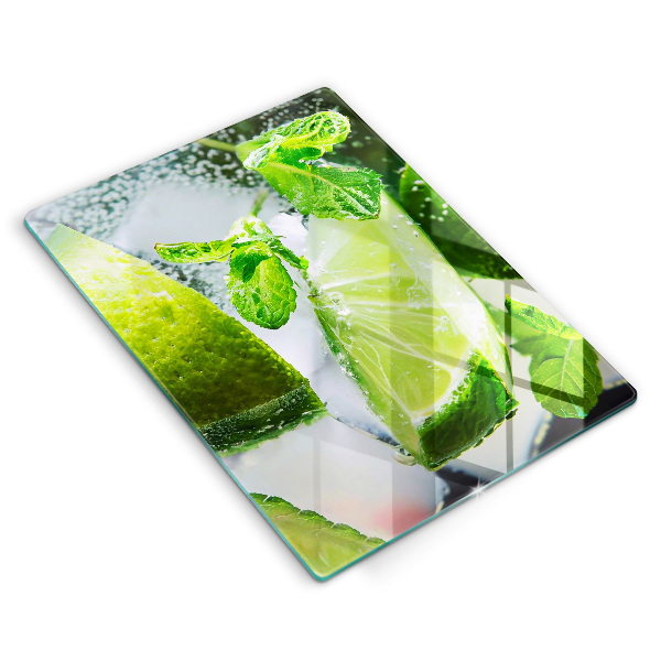 Tagliere in vetro temperato Acqua con lime e ghiaccio