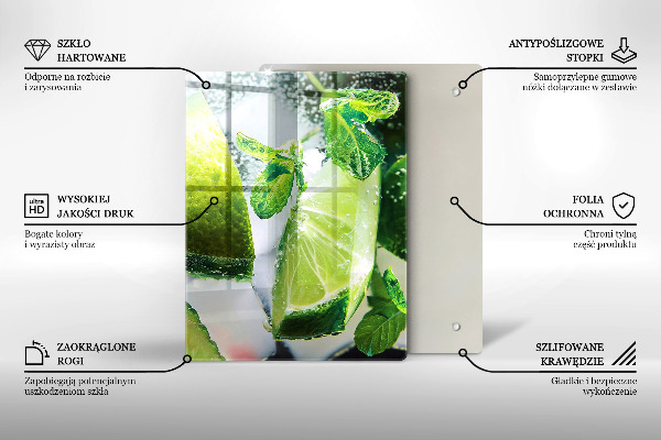 Tagliere in vetro temperato Acqua con lime e ghiaccio