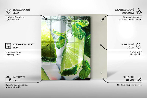 Tagliere in vetro temperato Acqua con lime e ghiaccio