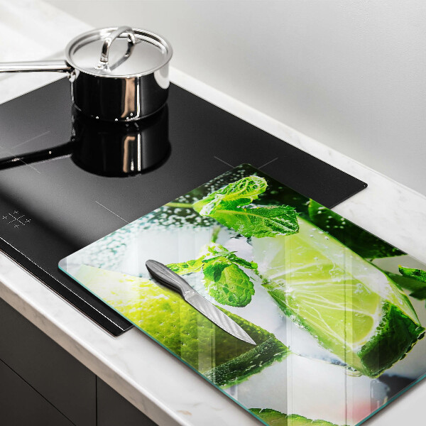 Tagliere in vetro temperato Acqua con lime e ghiaccio