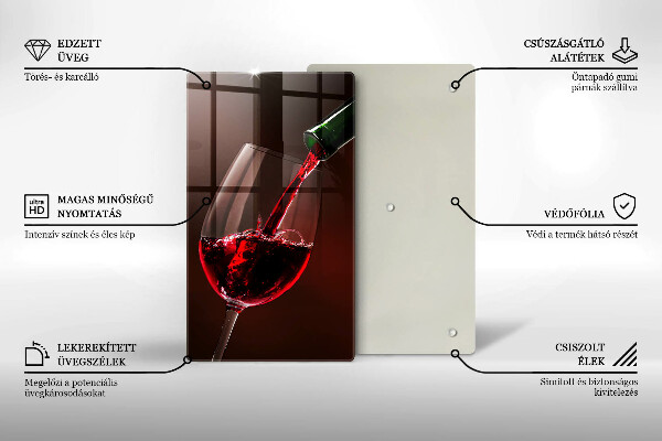 Tagliere in vetro temperato Un bicchiere di vino