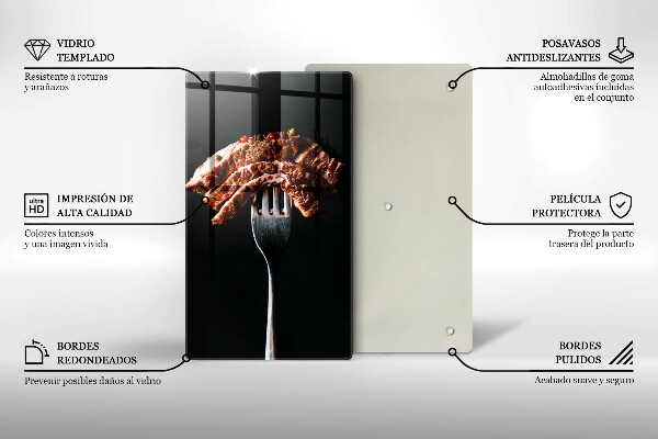 Tagliere in vetro temperato Carne su una forchetta