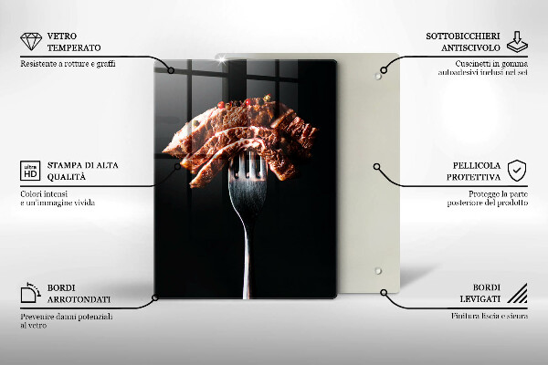 Tagliere in vetro temperato Carne su una forchetta