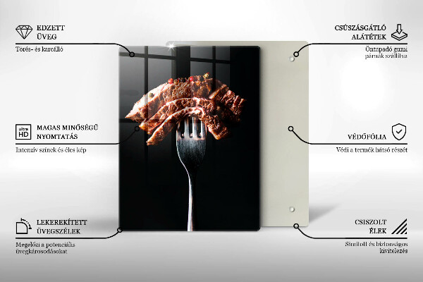 Tagliere in vetro temperato Carne su una forchetta