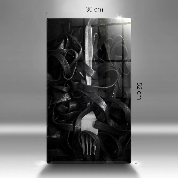 Tagliere in vetro temperato Pasta nera e forchetta