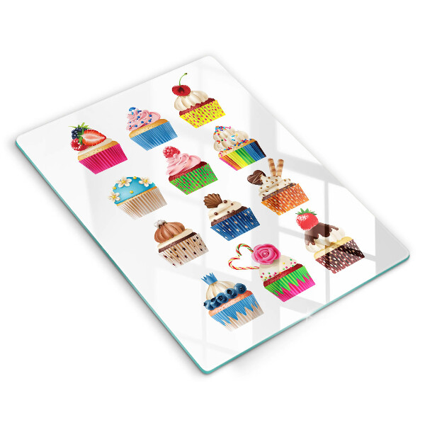 Tagliere in vetro temperato Illustrazione di cupcake