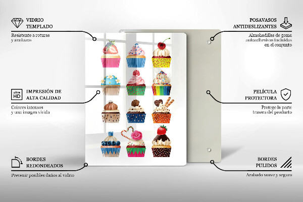 Tagliere in vetro temperato Illustrazione di cupcake