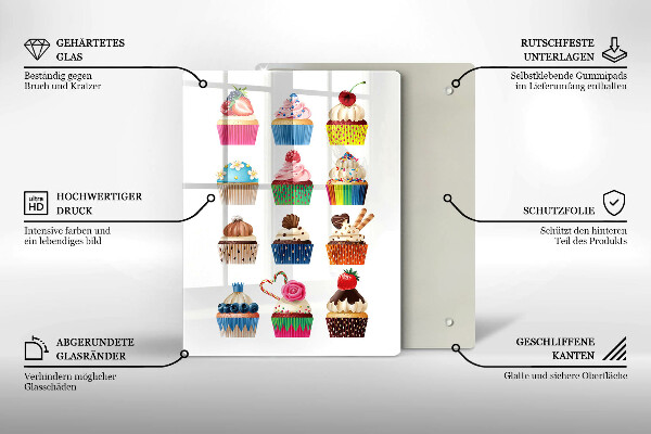 Tagliere in vetro temperato Illustrazione di cupcake