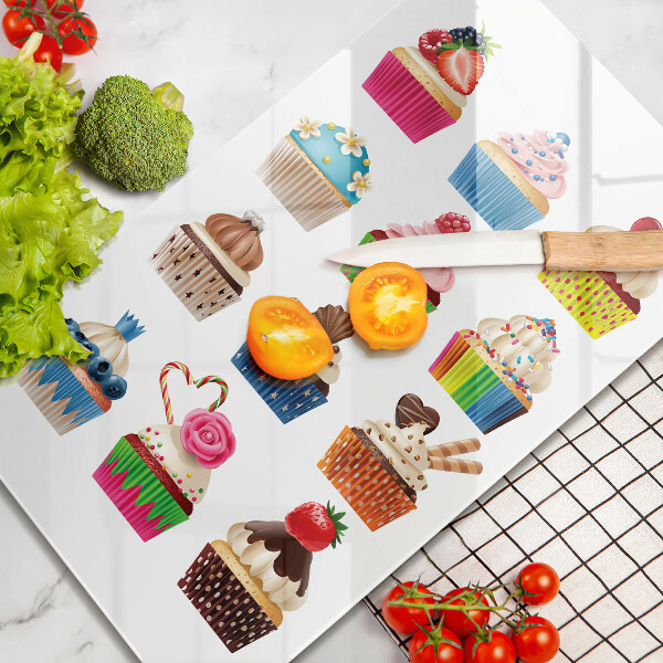 Tagliere in vetro temperato Illustrazione di cupcake