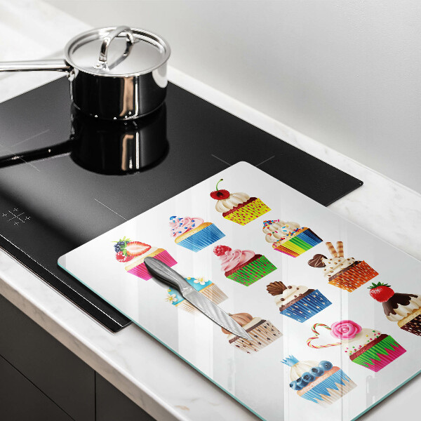 Tagliere in vetro temperato Illustrazione di cupcake