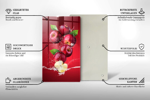 Tagliere in vetro temperato Mele sugose in acqua