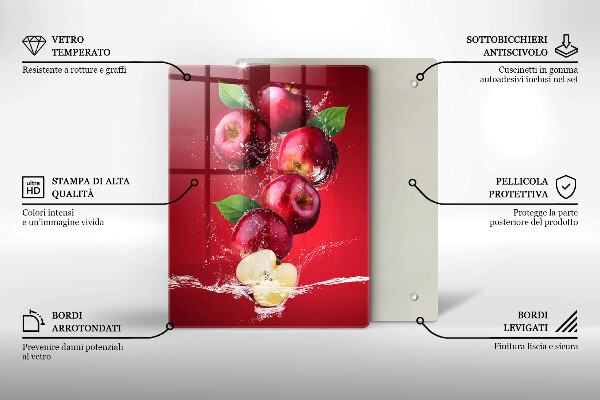 Tagliere in vetro temperato Mele sugose in acqua