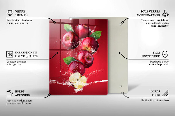 Tagliere in vetro temperato Mele sugose in acqua