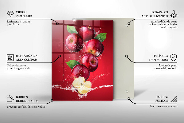 Tagliere in vetro temperato Mele sugose in acqua